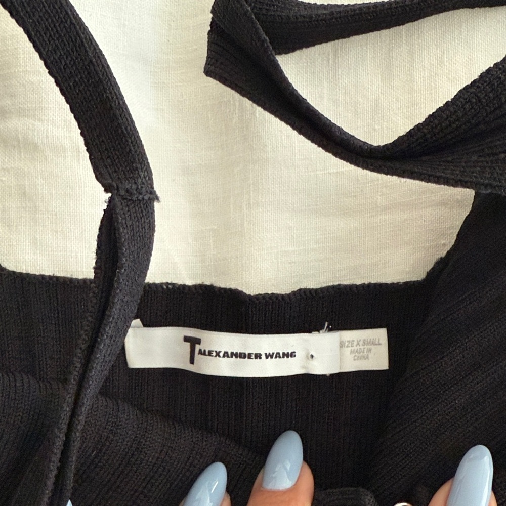 Alexander Wang Black Ribbed Buttoned Tank Top - Picture 2 of 4